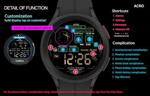 Acro Space1 edtion Watchface Google Play 공개 화면 5