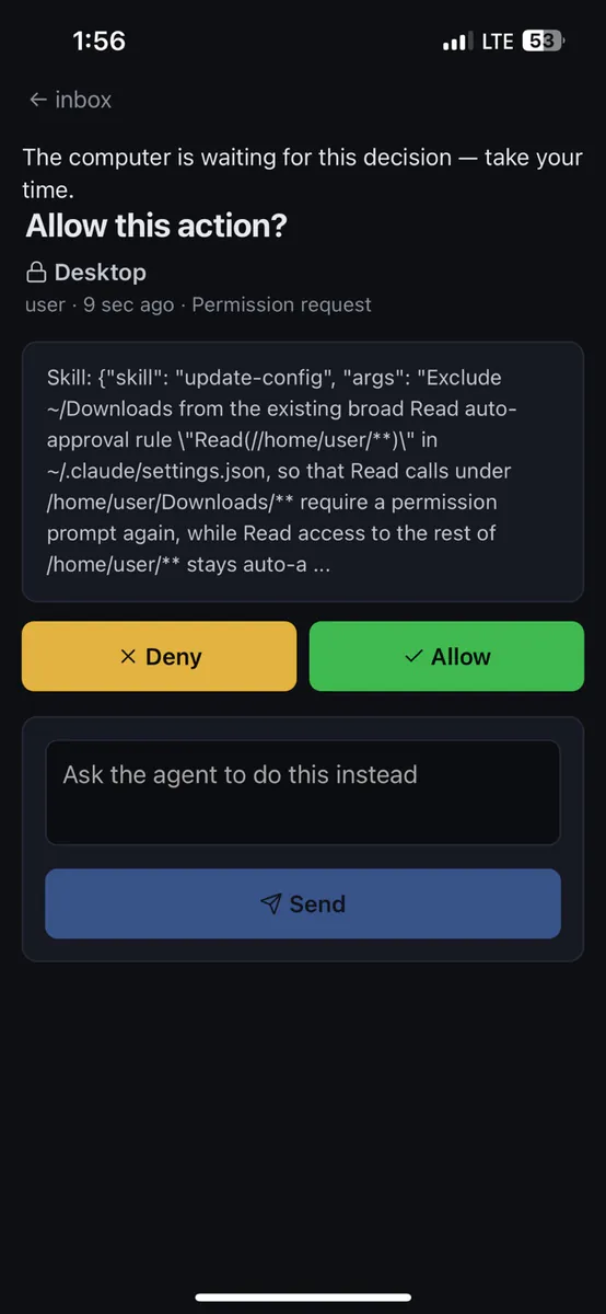afk — AI Coding Agent Remote App Store 공개 화면 2