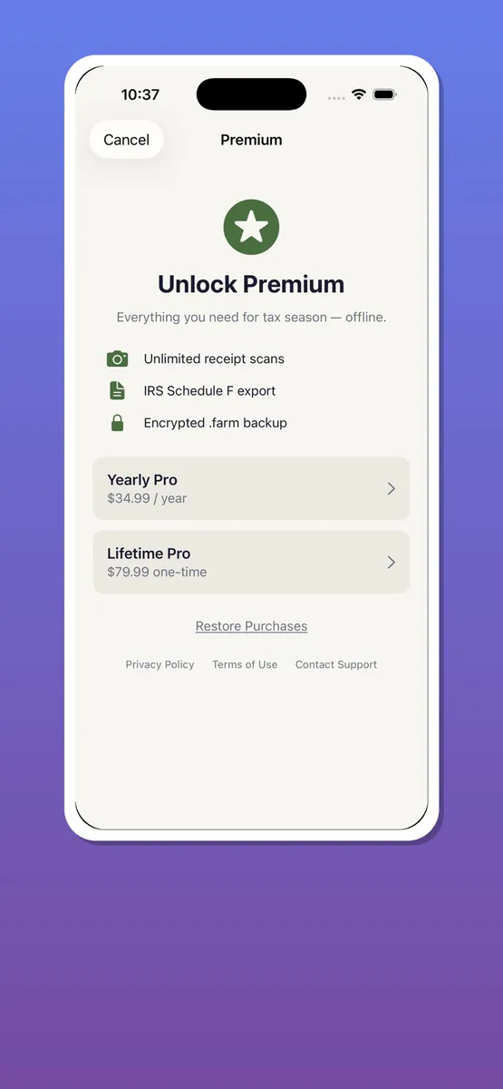 AgriLedger: Farm Tax Receipts App Store 공개 화면 1