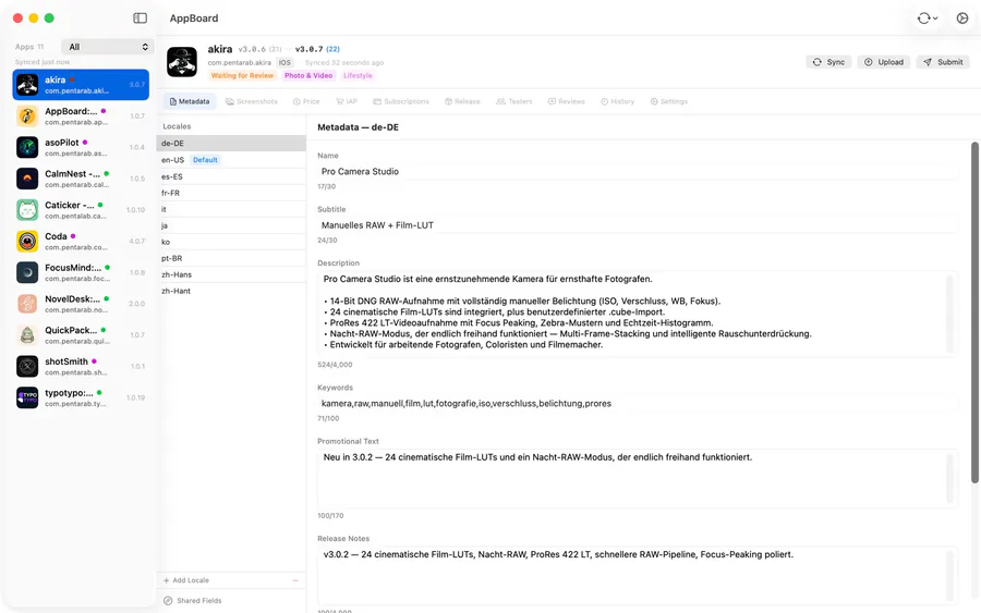 AppBoard: App Metadata Editor App Store 공개 화면 1