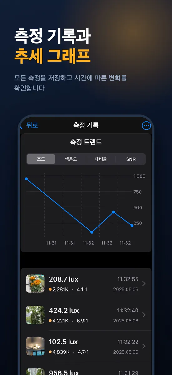 LightScope - 조도계·노출계 App Store 공개 화면 1