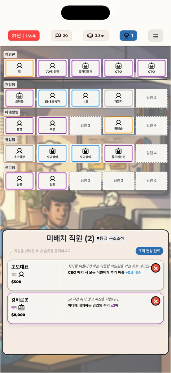 The Company: 로그라이크 회사 경영 App Store 공개 화면 4