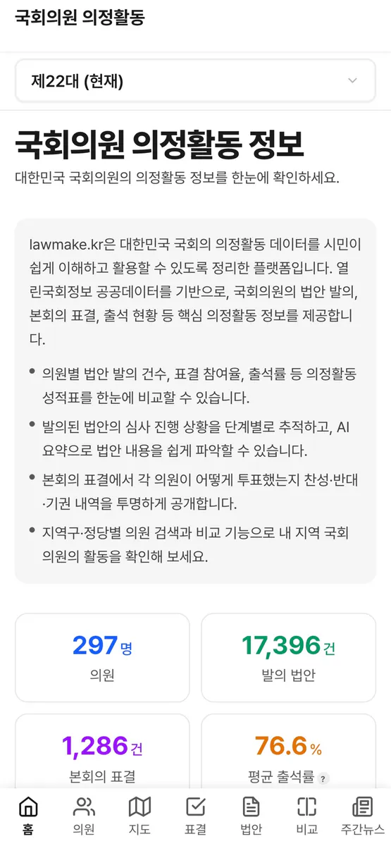 국회의원 의정활동 App Store 공개 화면 1