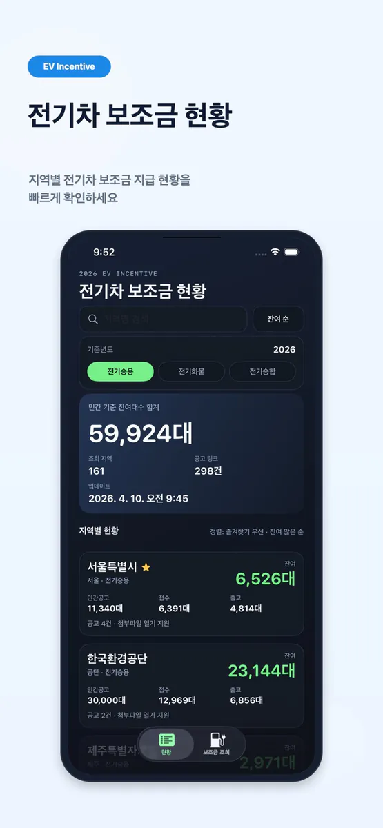 전기차 보조금 - EV 인센티브 App Store 공개 화면 1