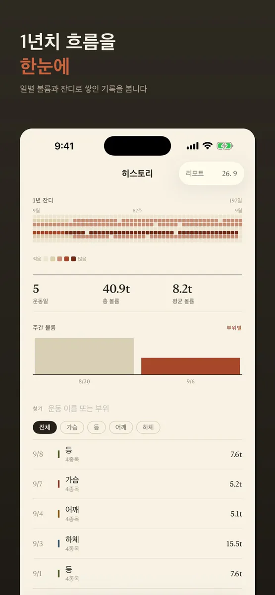 웨이트로그 App Store 공개 화면 2