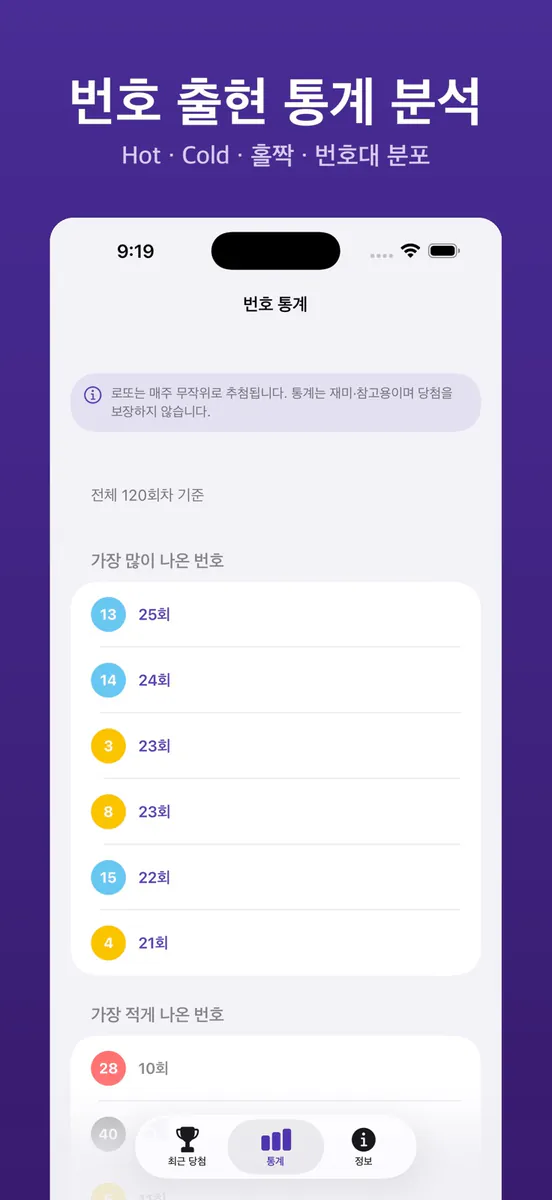 로또 당첨확인 - QR·통계 App Store 공개 화면 3