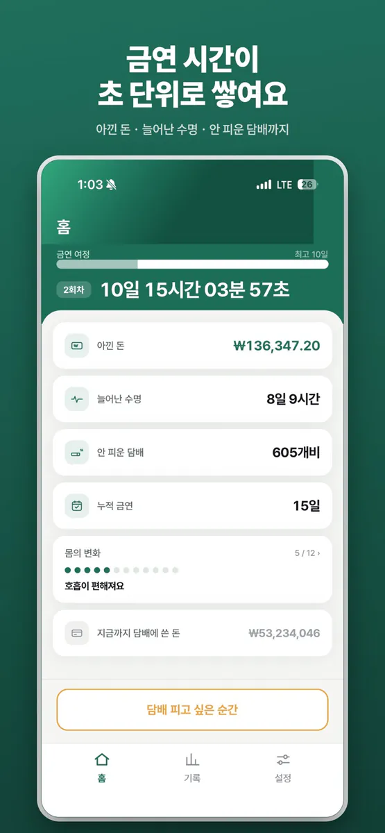 돗대 - 금연 기록 및 습관 기록 App Store 공개 화면 1