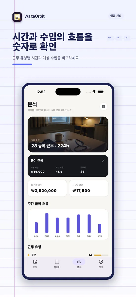 WageOrbit - 급여 자동 계산기 App Store 공개 화면 5