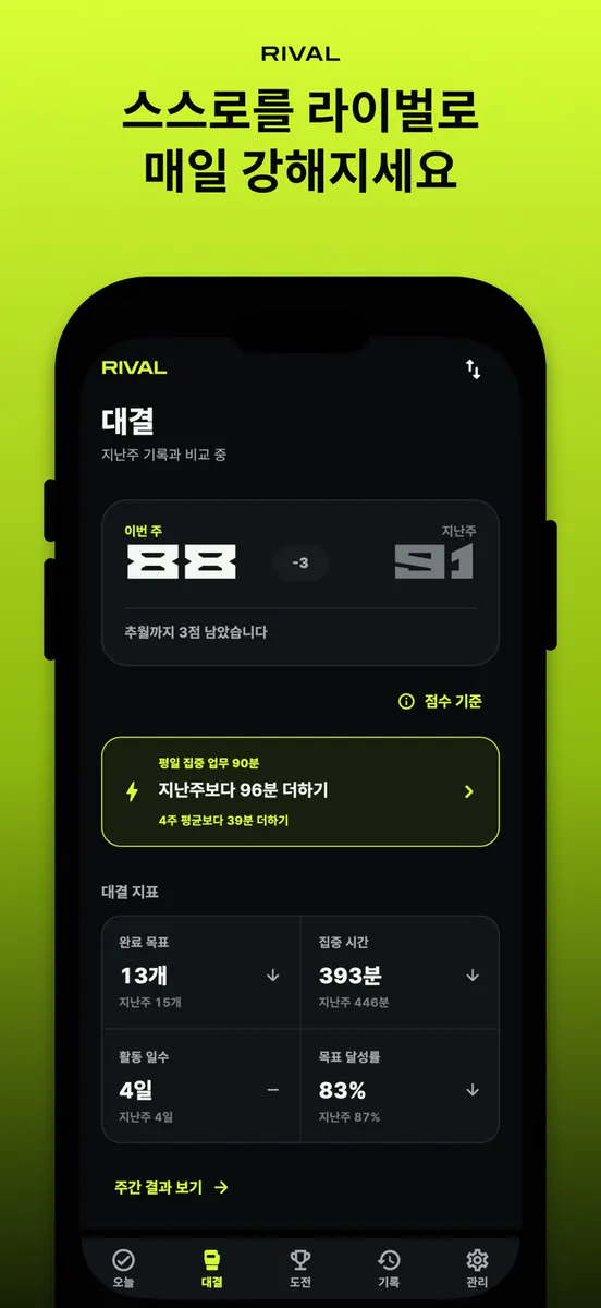 Rival: 나와의 대결 App Store 공개 화면 2