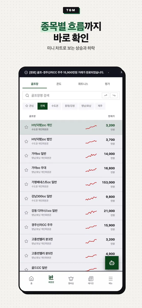 토탈골프매니져 - 골프 회원권 시세.골프 멤버십 비교 App Store 공개 화면 2