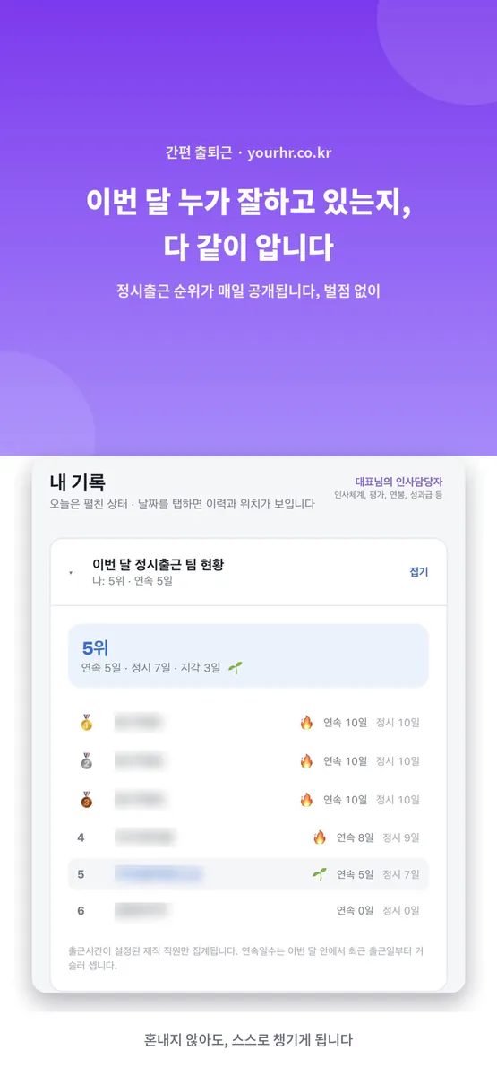 간편 출퇴근 - HR컨설턴트가 만든 근태관리 App Store 공개 화면 3