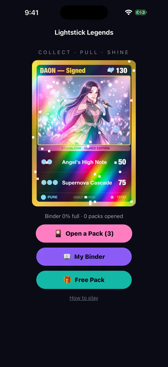 KPOP 포토카드 수집 게임 App Store 공개 화면 1