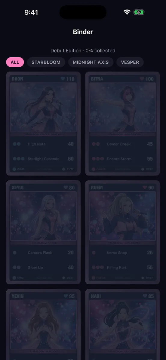 KPOP 포토카드 수집 게임 App Store 공개 화면 2