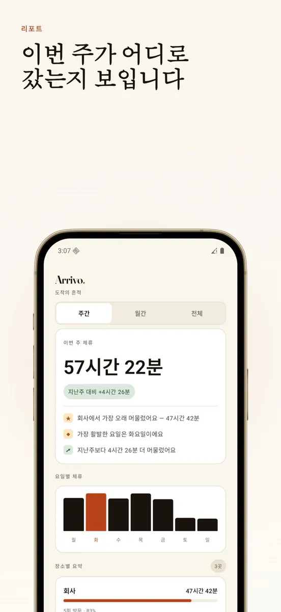 Arrivo - 자동 출퇴근 기록 App Store 공개 화면 5