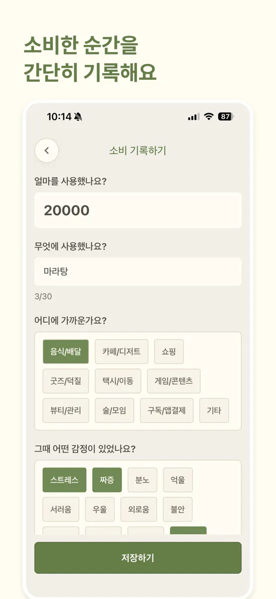 감정소비 영수증 App Store 공개 화면 2