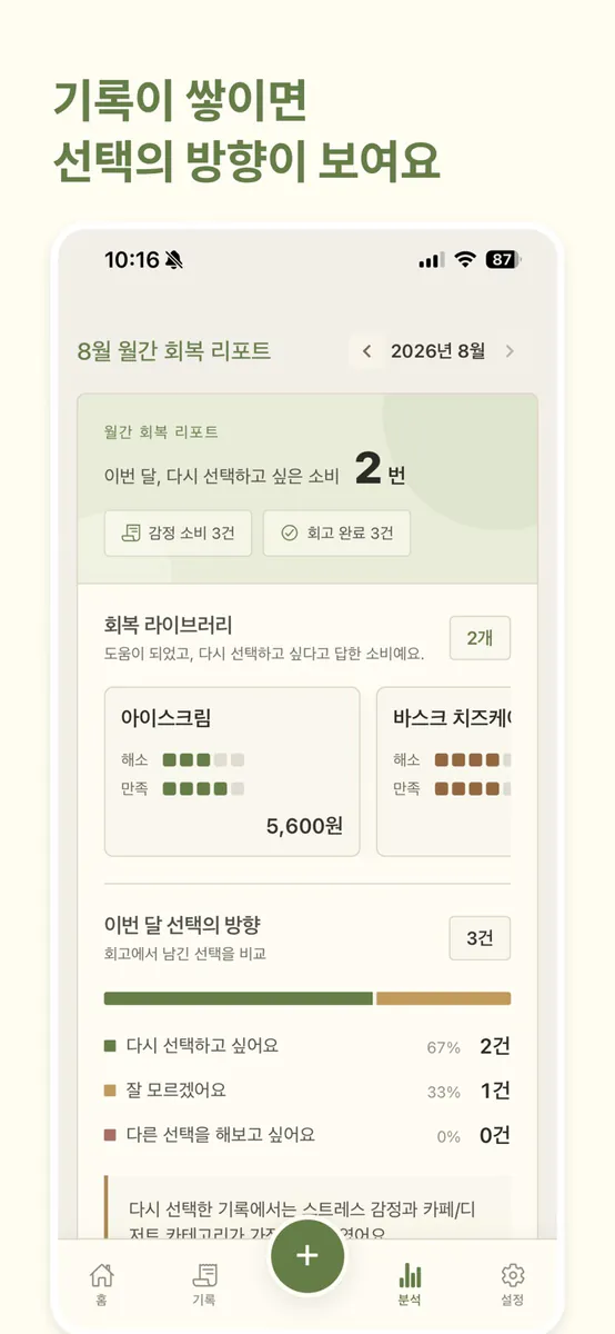감정소비 영수증 App Store 공개 화면 5