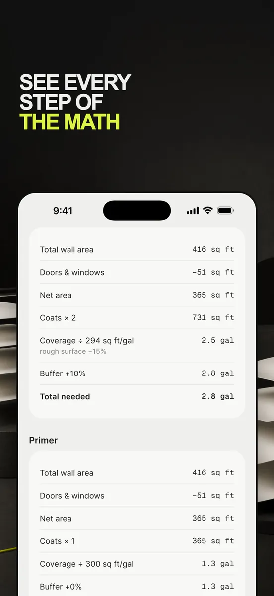 Coatly: Paint Calculator App Store 공개 화면 4