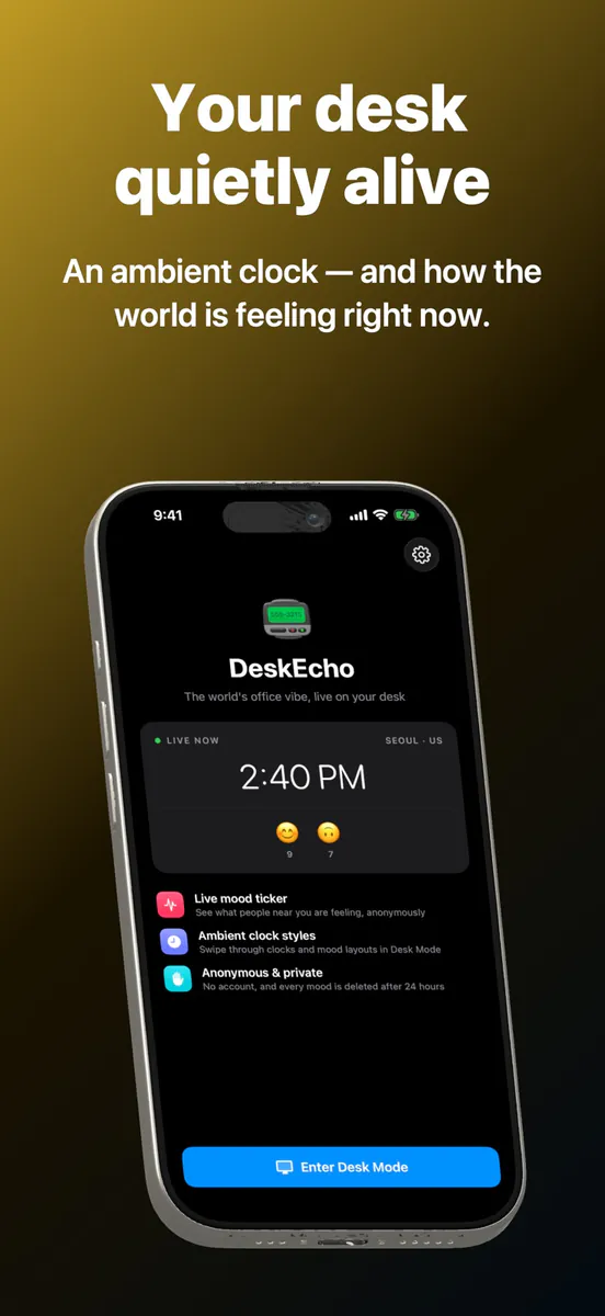 DeskEcho:탁상시계·플립시계 App Store 공개 화면 1