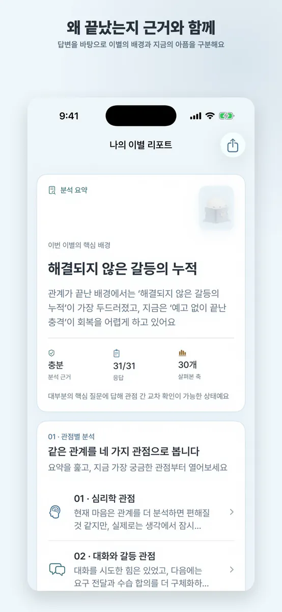 그 후, 우리 - 이별 분석 리포트 App Store 공개 화면 1