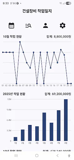 건설장비 작업일지 - 스카이 크레인 Google Play 공개 화면 1