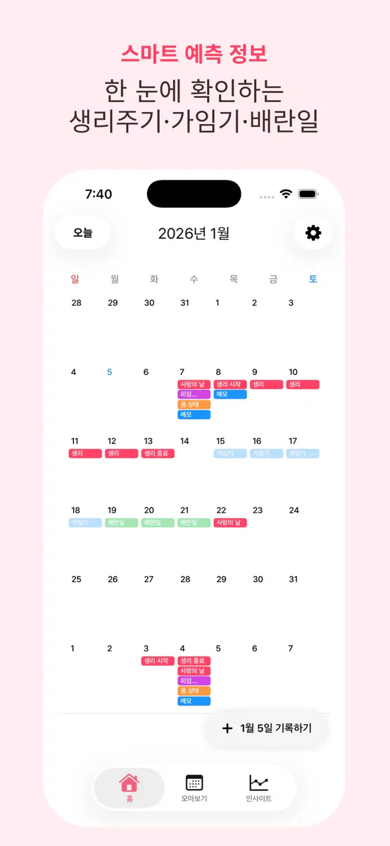 생리 주기, 배란일 및 생리 달력 앱 App Store 공개 화면 2