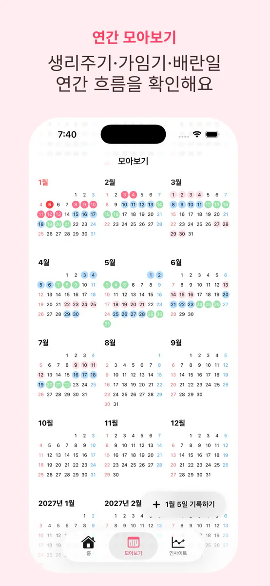 생리 주기, 배란일 및 생리 달력 앱 App Store 공개 화면 3