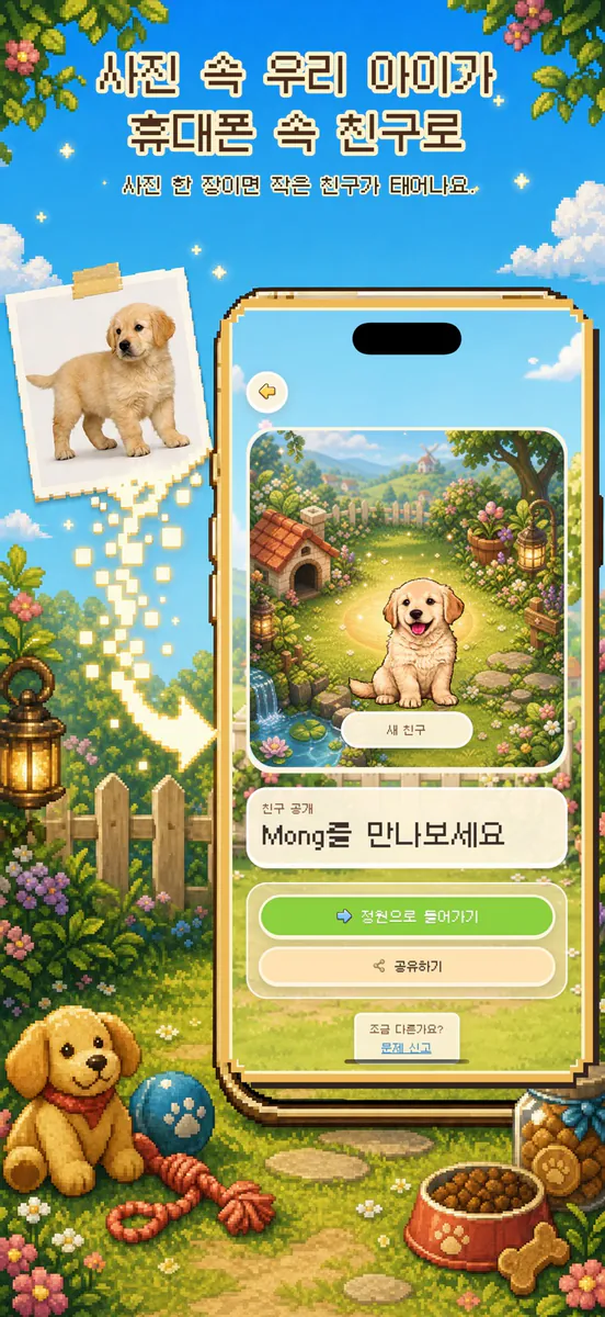 몽치 Mongchi — 픽셀 펫 키우기 App Store 공개 화면 1