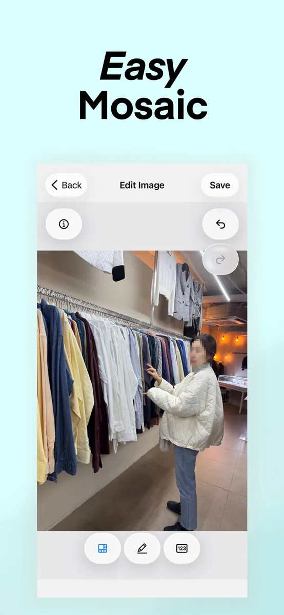 Moza - 모자이크, 블러, 가리기 App Store 공개 화면 1