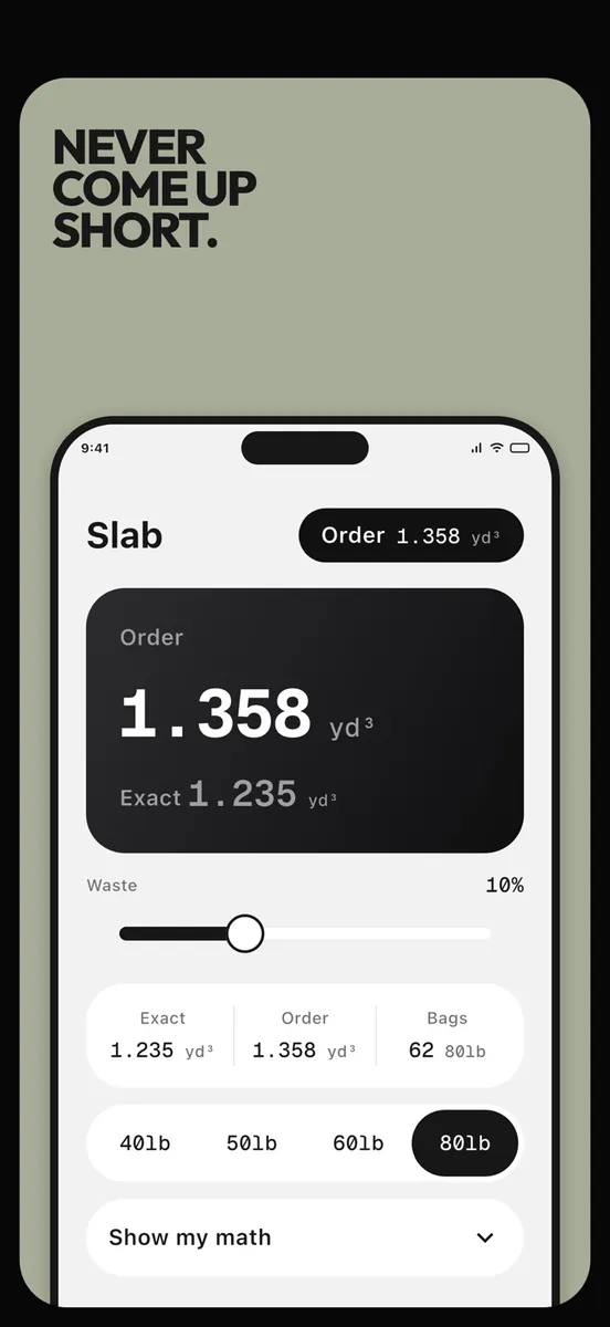 Mudly: Concrete Calculator App Store 공개 화면 1