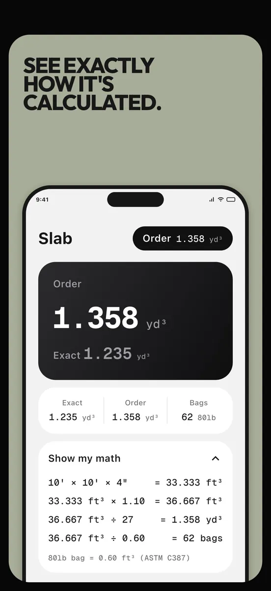 Mudly: Concrete Calculator App Store 공개 화면 2