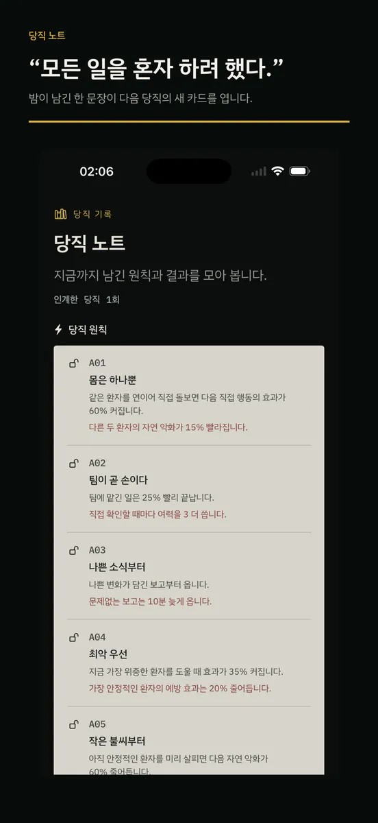 세 환자가 기다린다: NIGHT SHIFT App Store 공개 화면 4