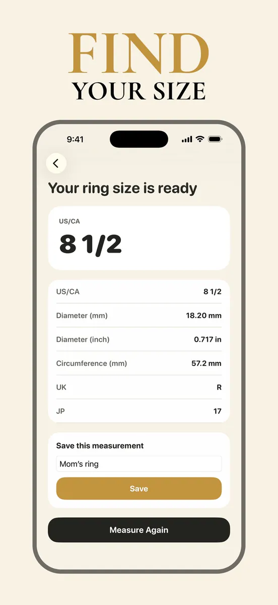 Ring Sizer - Ring Size Finder App Store 공개 화면 1