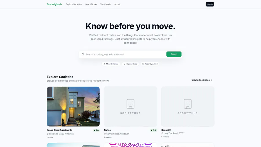 SocietyHub 공식 홈페이지 대표 이미지